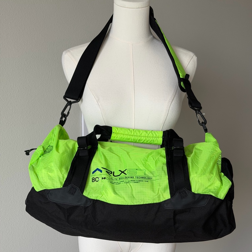 RLX Ralph Lauren Neon Green and Black Sport Packable Duffel Lightweight Bag - Picture 2 of 16